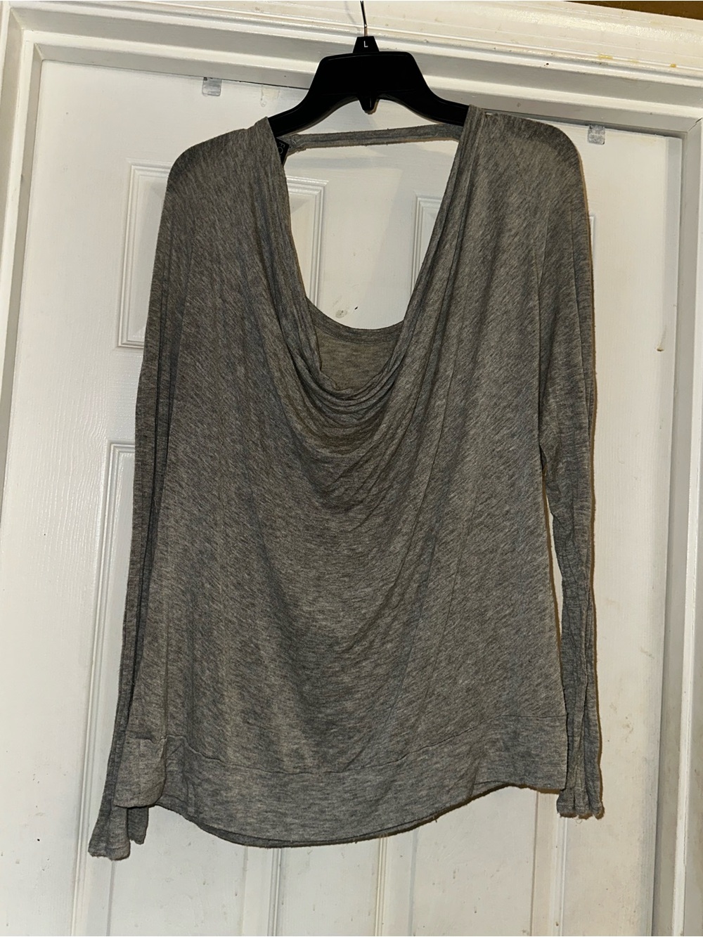 Forever 21 Gray Draped Scoop Back Long Sleeve Top